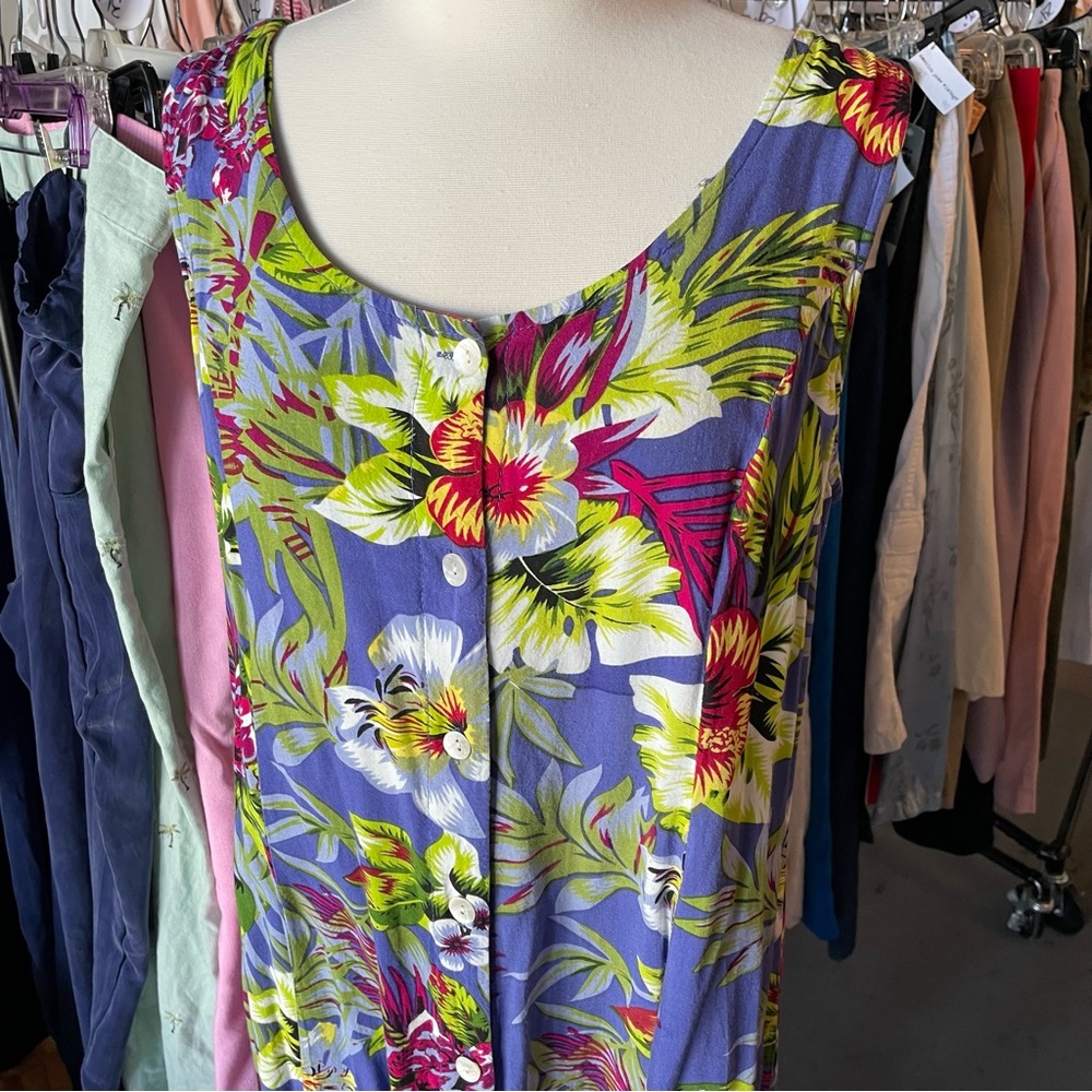 Vintage Y2K Metropolitan Tropical Floral Flowy Sundress L - Picture 3 of 13